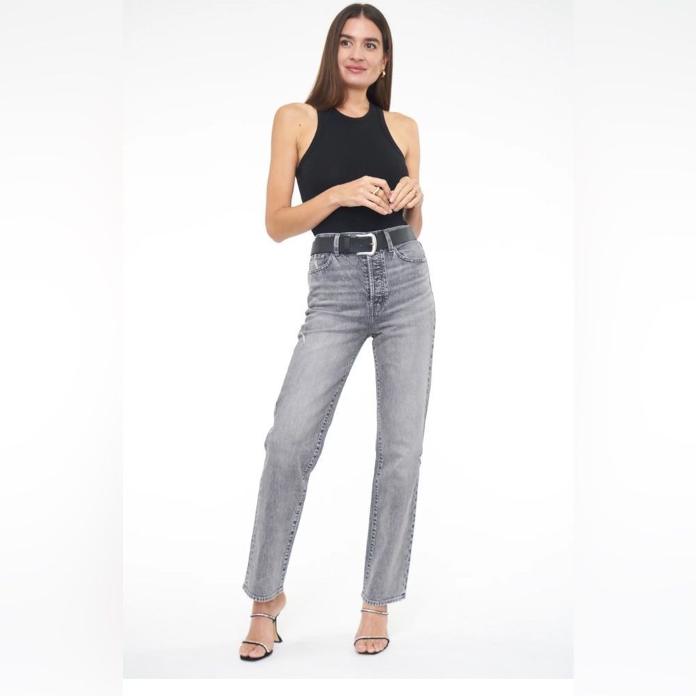 Pistola Cassie Whittier High Rise Straight Jeans organic cotton gray wash NWT 30